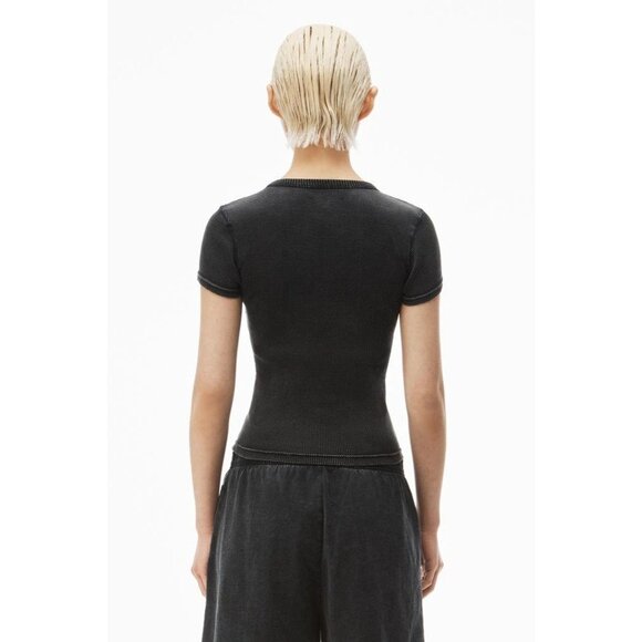 Alexander Wang Bodywear Short Sleeve Tee in Ribbed Cotton - Picture 3 of 5